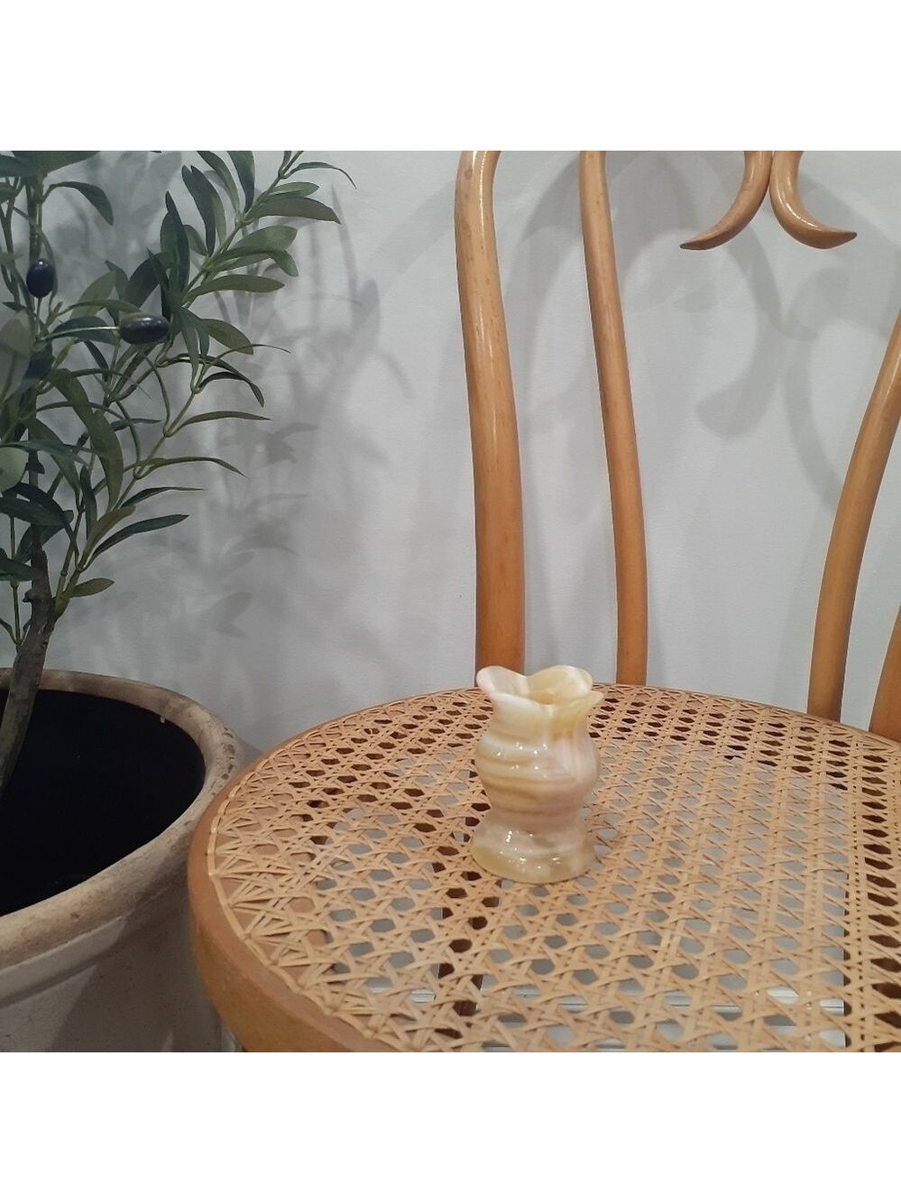 Vintage Alabaster/Marble Scalloped Edge Taper Candle Holder